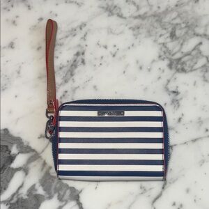 Stella & Dot Navy and White Striped Wristlet